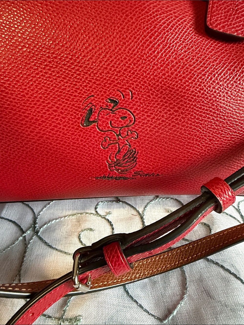 COACH Peanuts X (F37272) Red Pebbled Bennet Satchel 2015 - 2016 - Picture 3 of 11